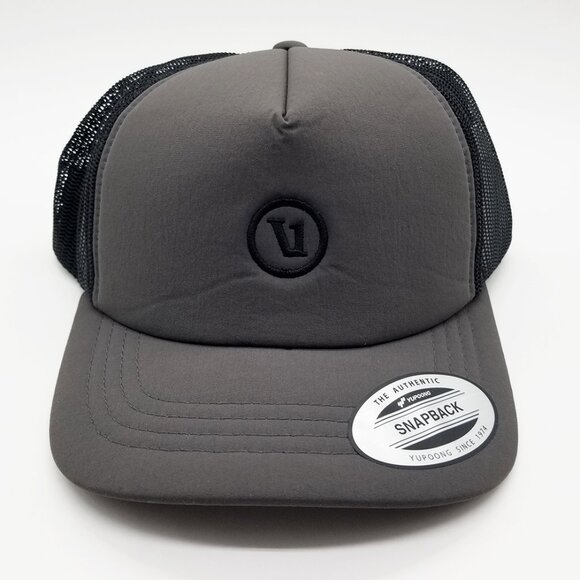 NEW Vuori Inspired Foam Trucker Hat Vintage Charcoal Unisex Athleisure Snapback - Picture 5 of 15